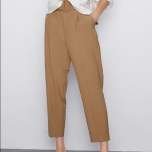 Zara High Waisted Belted Pants - like new